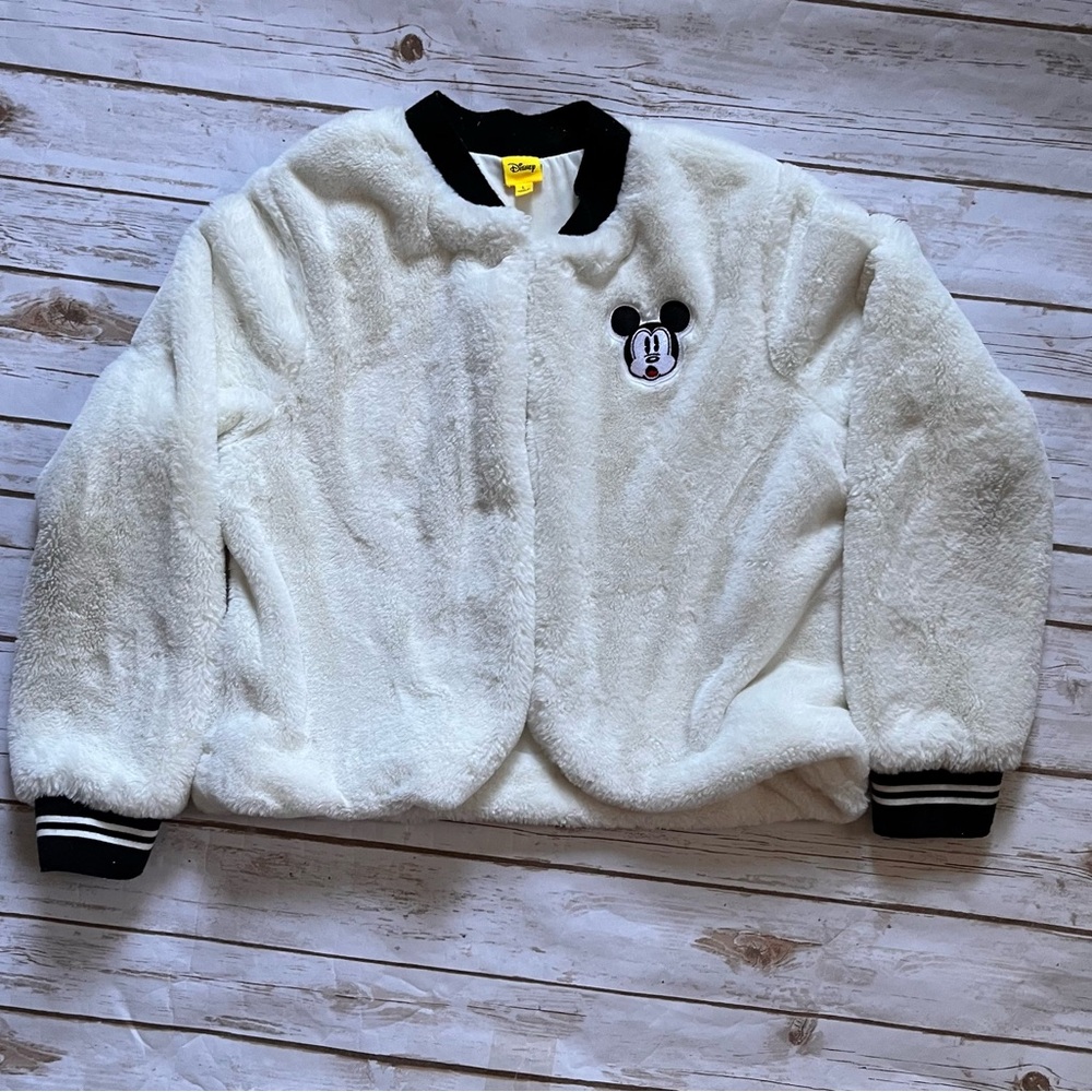 💜DISNEY faux fur Mickey Mouse cropped jacket